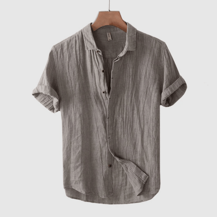 Udo – Casual Short-Sleeve Shirt in Crinkle Fabric
