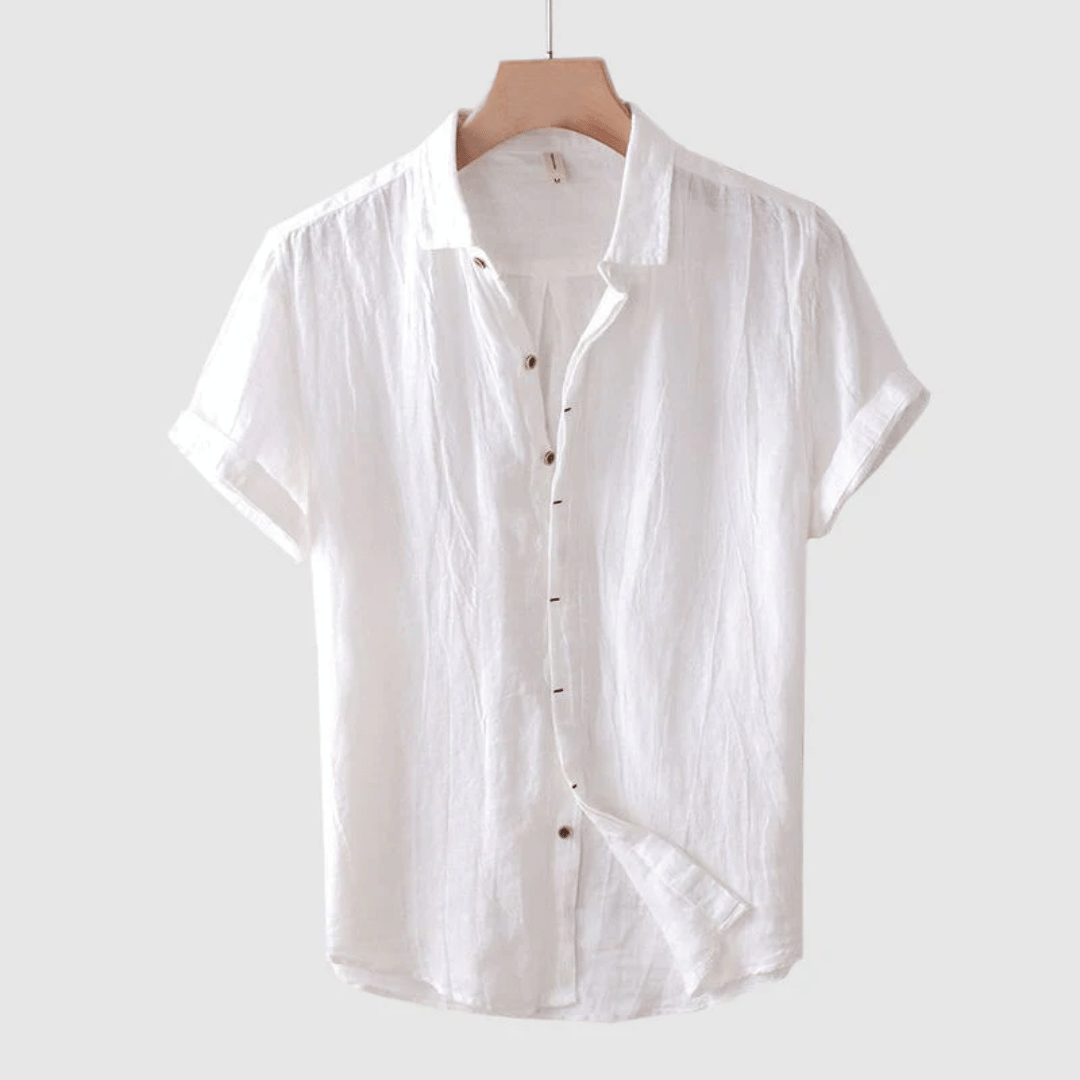 Udo – Casual Short-Sleeve Shirt in Crinkle Fabric