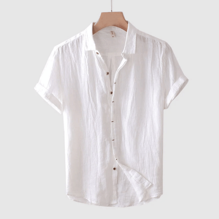 Udo – Casual Short-Sleeve Shirt in Crinkle Fabric