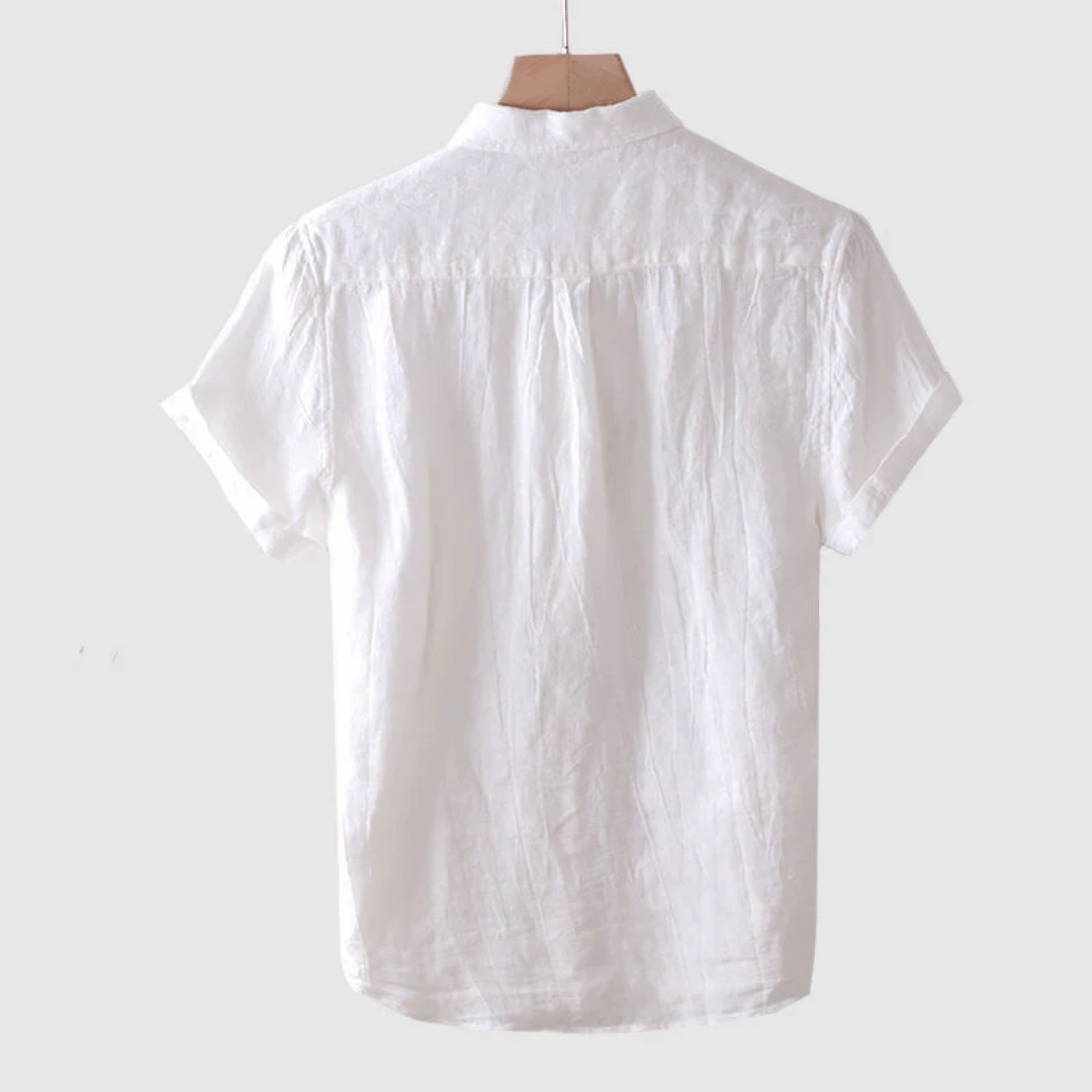 Udo – Casual Short-Sleeve Shirt in Crinkle Fabric